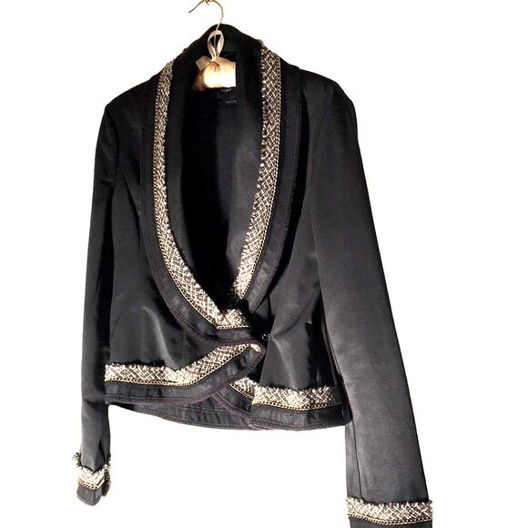 BCBG Maxazria Black Cotton Blend Jacket. M - Picture 1 of 6